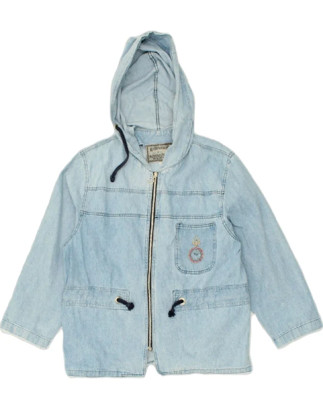 RANCHEROS Womens Hooded Denim Jacket UK 16 Large Blue Cotton