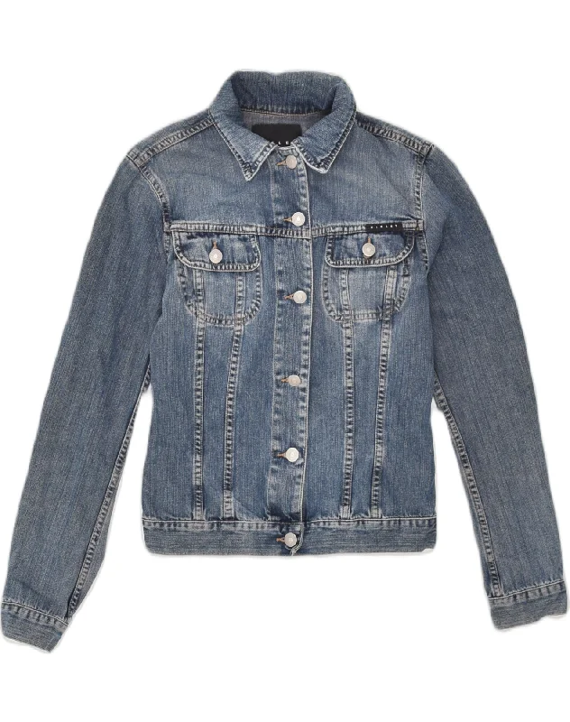 SISLEY Womens Denim Jacket UK 10 Small Blue Cotton