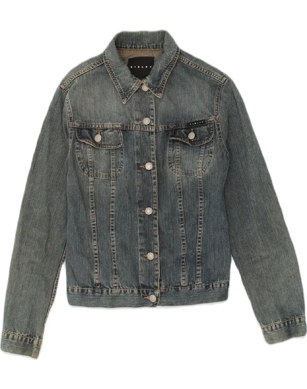 SISLEY Womens Denim Jacket UK 10 Small Blue Cotton