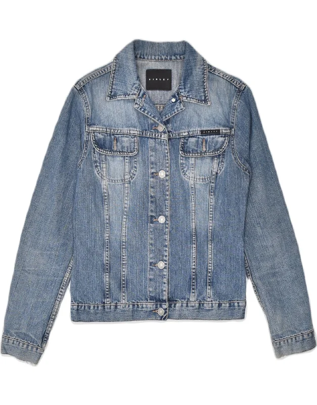 SISLEY Womens Denim Jacket UK 10 Small Blue Cotton