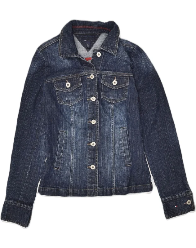 TOMMY HILFIGER Womens Denim Jacket UK 8 Small Navy Blue Cotton