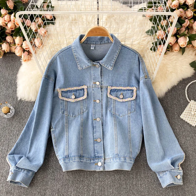 Denim Jacket Women's loose jacket fashion top  1544