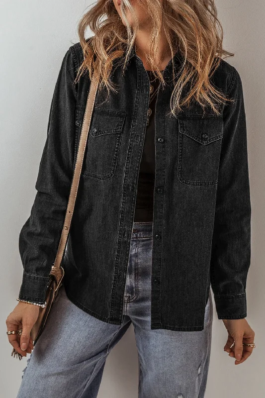 Button Up Long Sleeve Denim Jacket