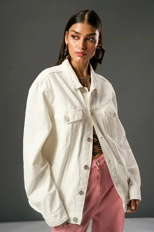 Crystal White Women's Denim Trucker Jacket