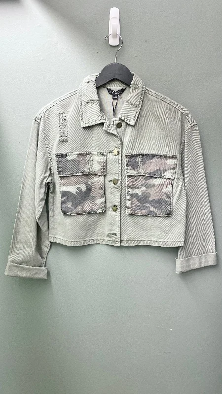 * Charlie B Camo Crop Denim Jacket