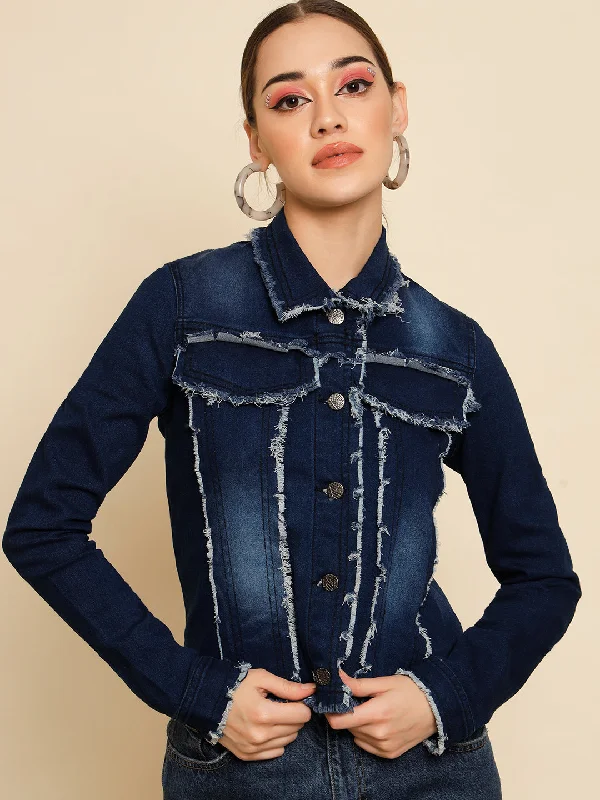 TANDUL  Women Solid Denim Casual Jacket