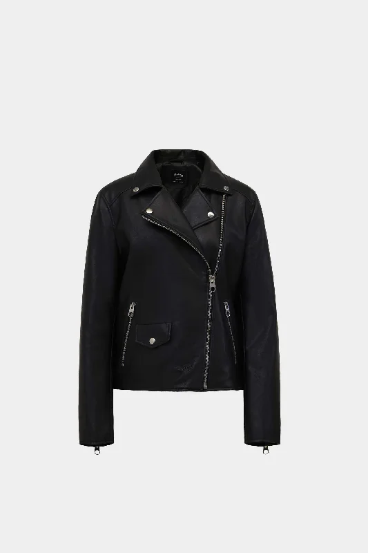 Cropped Basic Biker Jacket