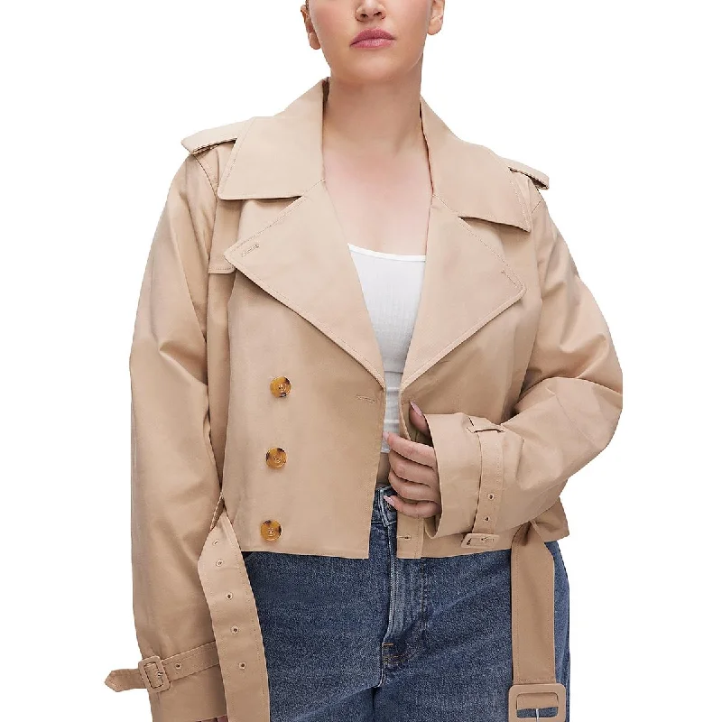 Good American Womens Cropped Short Trench Coat