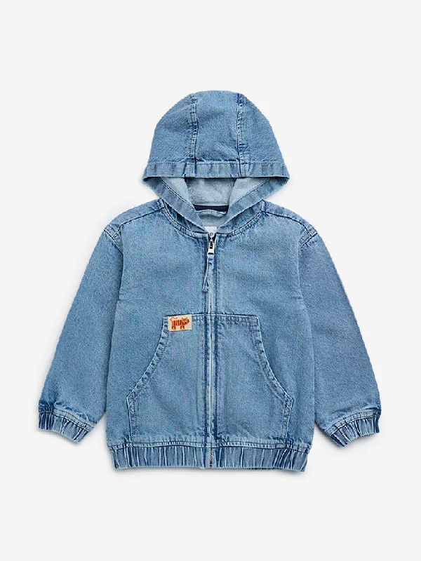 HOP Kids Blue Text Design Denim Jacket