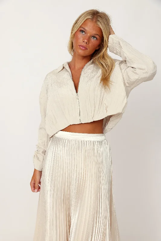 SALE - Elie Pleated Hem Cropped Jacket