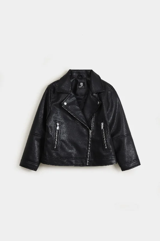 Cropped Faux Leather Jacket