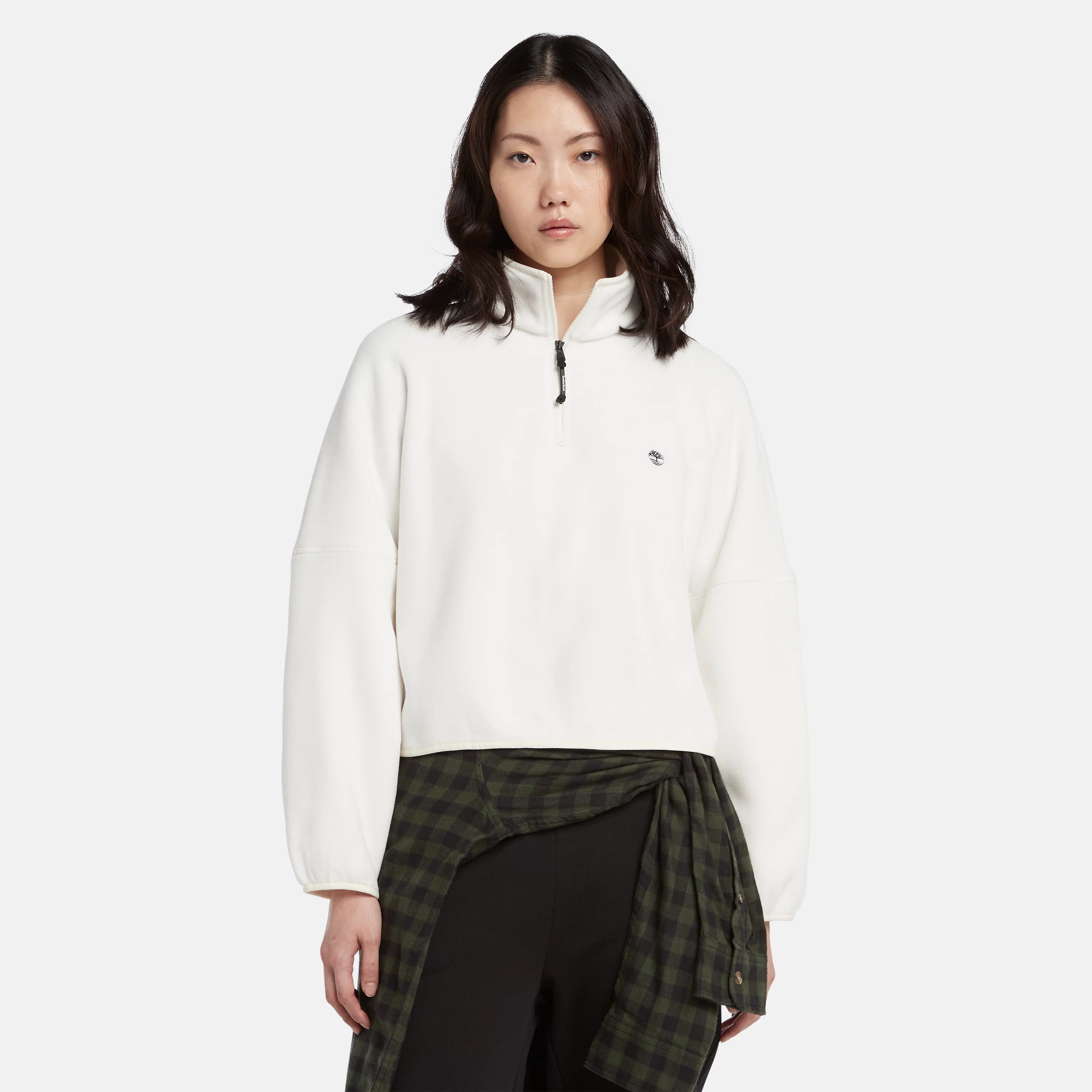 Women's Cropped Funnel-Neck Fleece Jacket