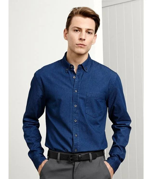 Indie Mens Long Sleeve Denim Shirt