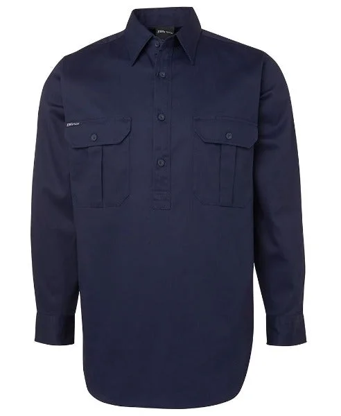 6WSCF JB 's L/S 190G Close Front Work Shirt In Navy