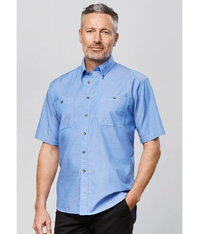 Mens Wrinkle Free, Chambray Short Shirt Shirt