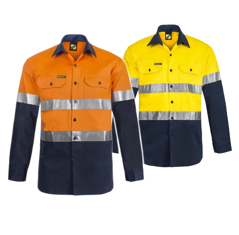 WS6030 LIGHT WEIGHT HI VIS LONG SLEEVES VENTED COTTON DRILL REFLECTIVE SHIRT