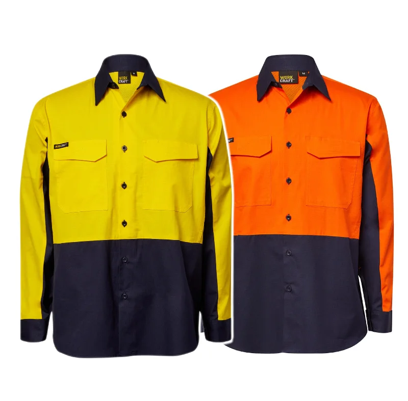 WS6066 HI VIS LONG SLEEVE VENTED RIPSTOP SHIRT