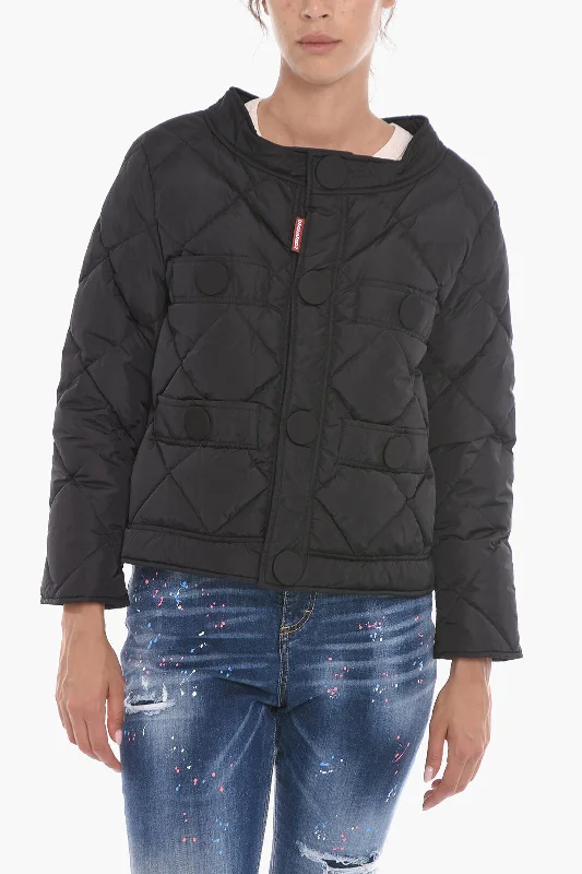 Dsquared2 Cropped Fit Quilted Down Jacket with Maxi Buttons