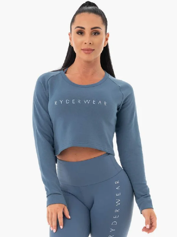 Ryderwear | Staples Cropped Sweater - Steel Blue