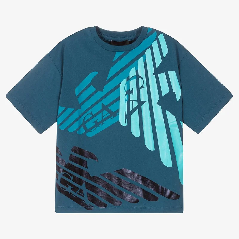 Blue Multi Eagle Print T-Shirt