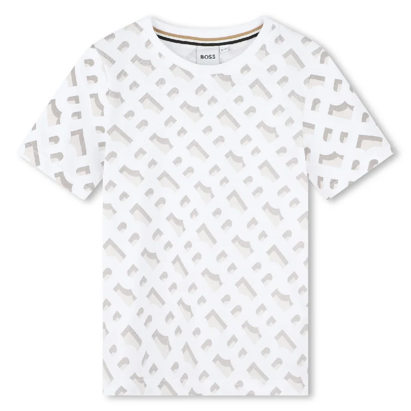 White Monogram Pattern T-Shirt