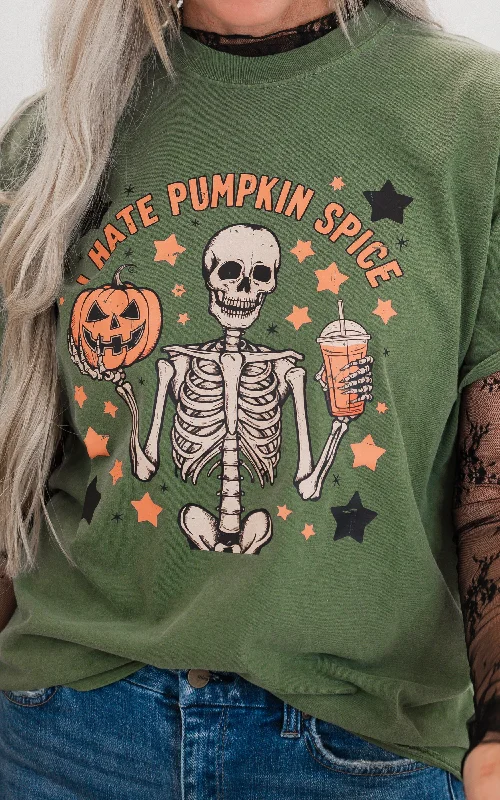 I Hate Pumpkin Spice Halloween Garment Dyed Graphic T-shirt - FINAL SALE