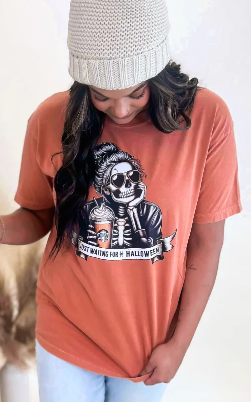 Just a Girl Waiting for Halloween Garment Dyed Graphic T-shirt - Final Sale