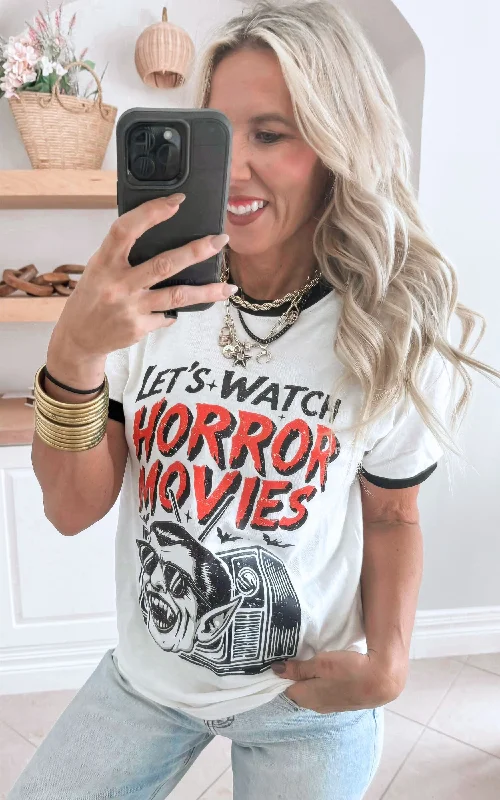 Let's Watch Horror Movies Ringer Graphic T-shirt - FINAL SALE