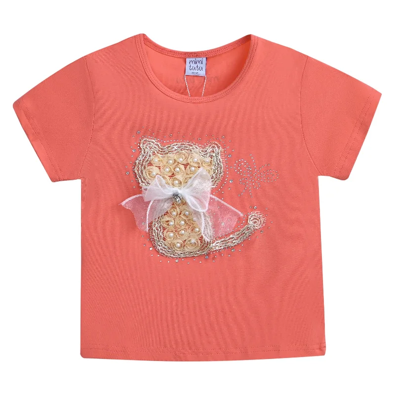 Orange Cat Applique T-Shirt