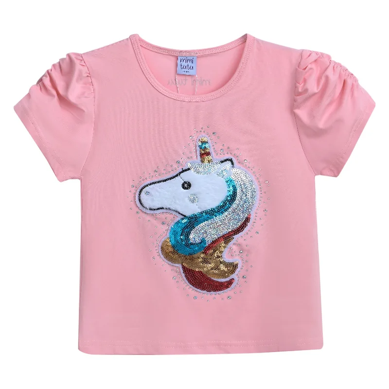 Pink Unicorn Applique T-Shirt