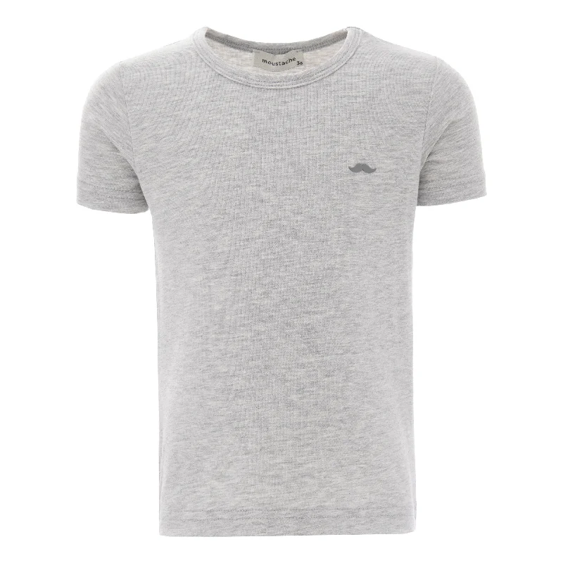 Gray Melange Solid Cotton T-Shirt