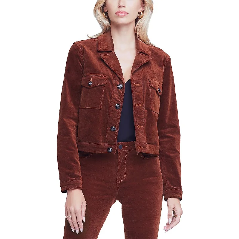 Eisenhower Womens Velvet Cropped Trucker Jacket