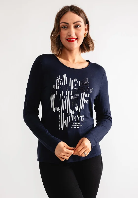 Barbara Lebek Graphic Print Long Sleeve Top, Navy