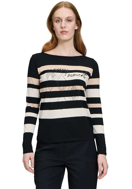 Betty Barclay Striped Long Sleeve Top, Black