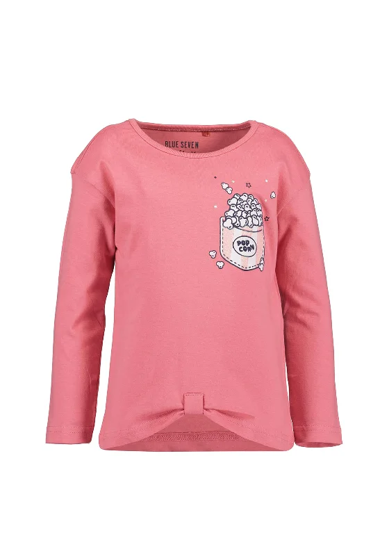 Blue Seven Girl Long Sleeve Popcorn Top, Pink