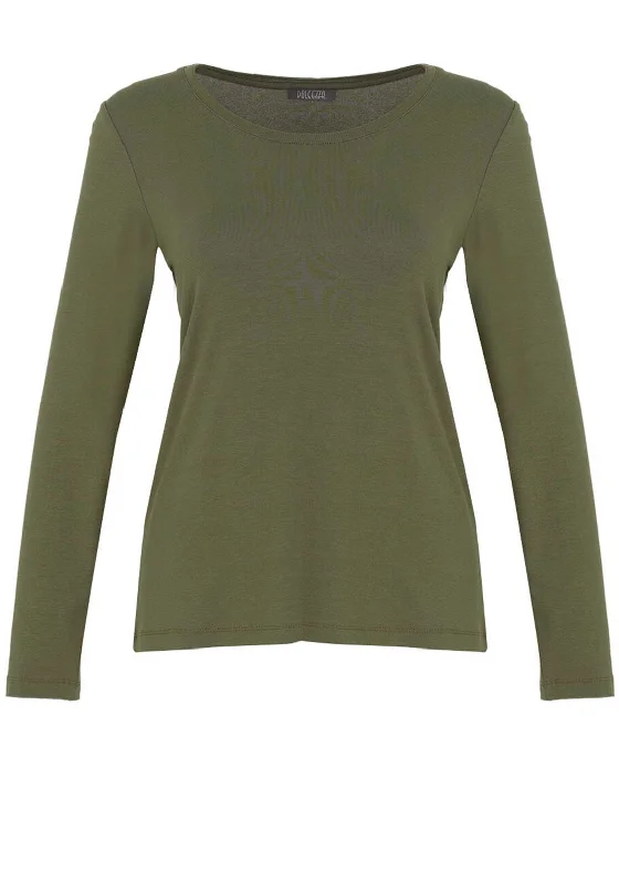 Dolcezza Coton Long Sleeve Top, Khaki Green