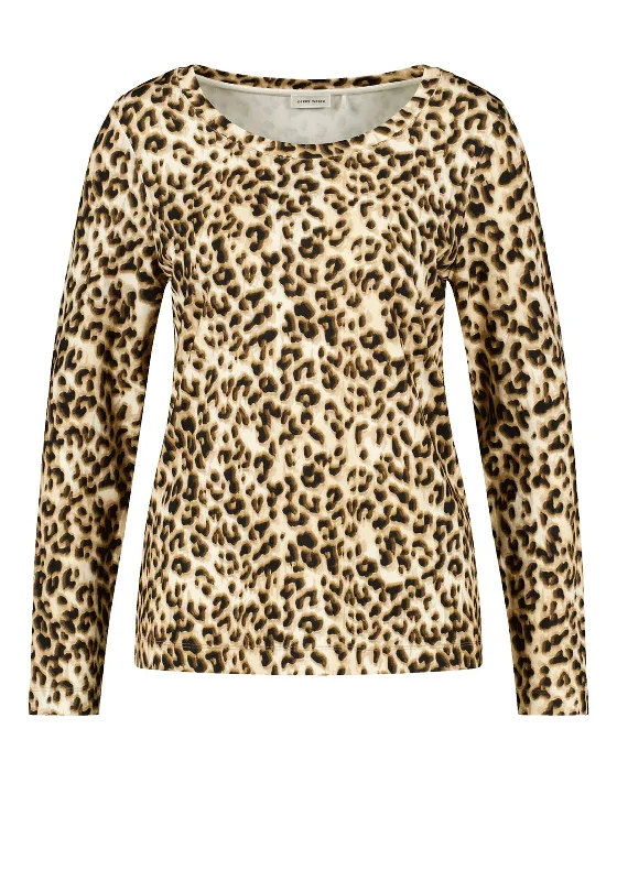 Gerry Weber Leopard Print Long Sleeve Top, Brown