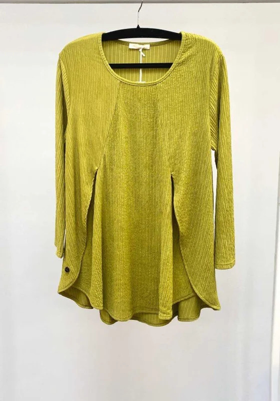 Malissa J Ribbed Long Sleeve One Size Top, Lime Green