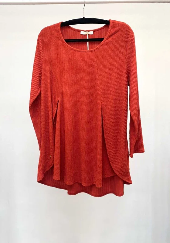 Malissa J Ribbed Long Sleeve One Size Top, Orange