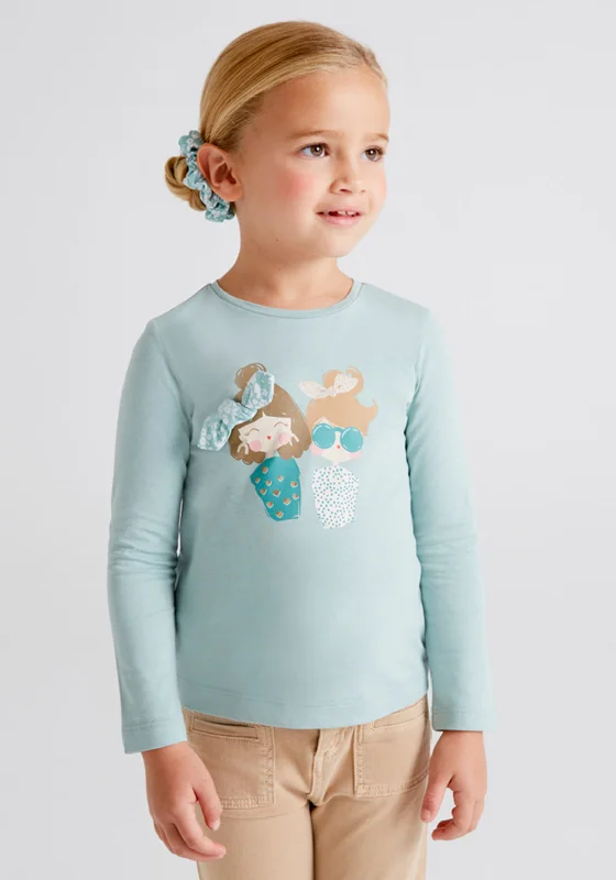 Mayoral Girls Long Sleeved Top, Mint