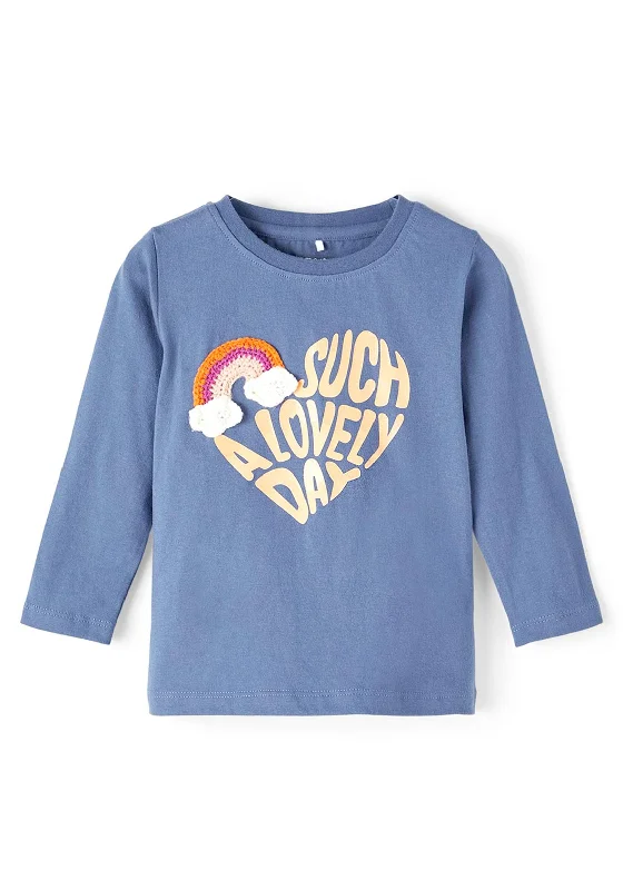 Name It Mini Girl Thilda Long Sleeve Top, Bijou Blue