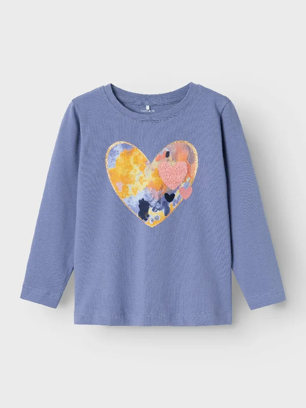 Name It Mini Girl Birgitta Long Sleeve Top, Blue Ice