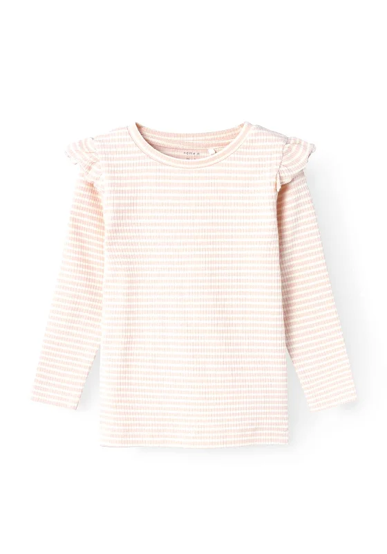 Name It Mini Girl Telilla Long Sleeve Stripe Top, Sepia Rose