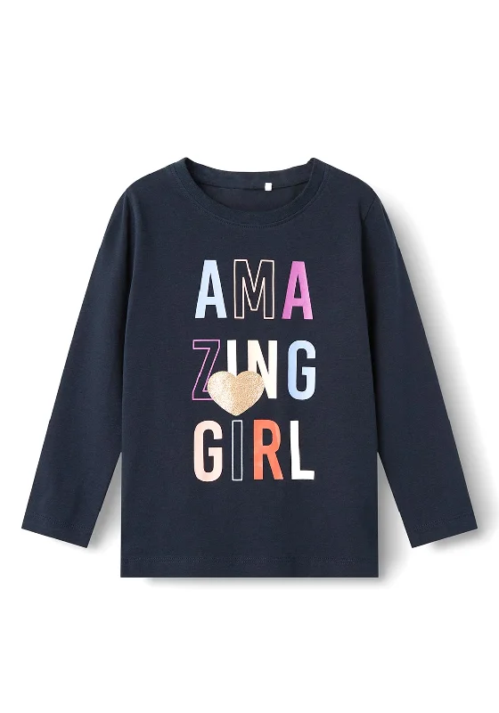 Name It Mini Girl Tutte Long Sleeve Top, Dark Sapphire