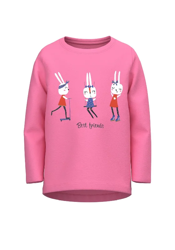 Name It Mini Girl Vix Long Sleeve Top, Pink Cosmos