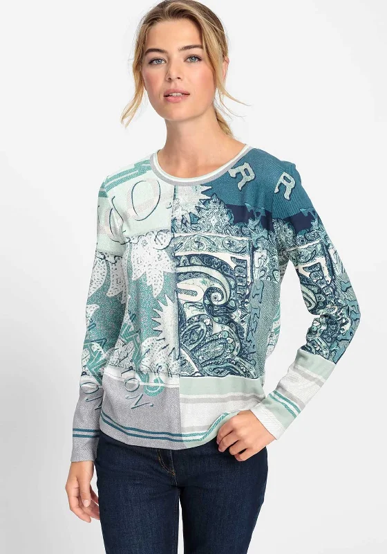 Olsen Multi Print Long Sleeve Top, Blue