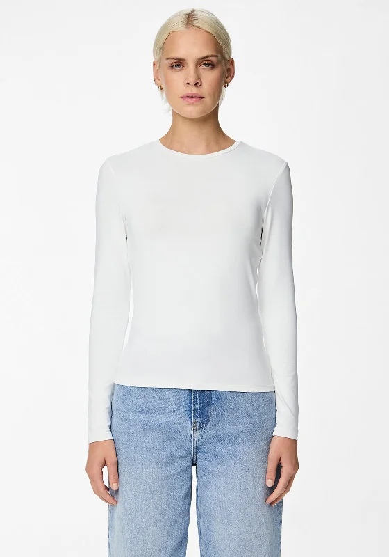 Pieces Fylla Jersey Long Sleeve Top, Bright White