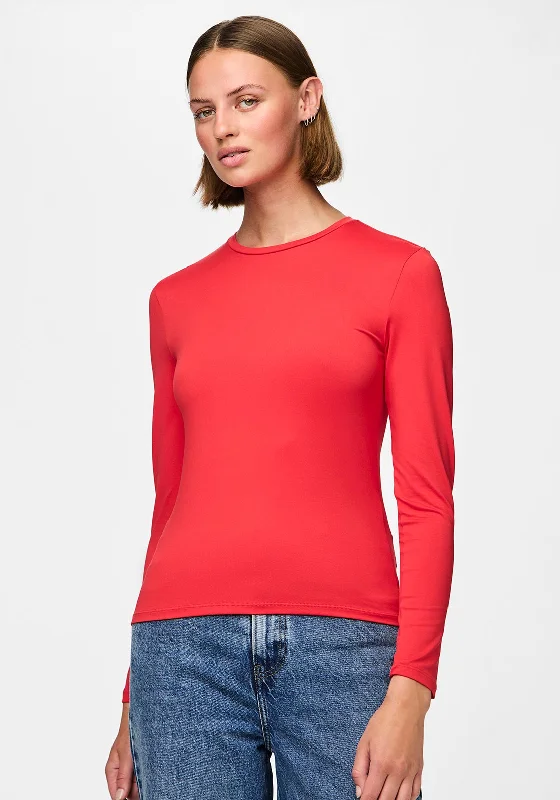 Pieces Fylla Jersey Long Sleeve Top, High Risk Red