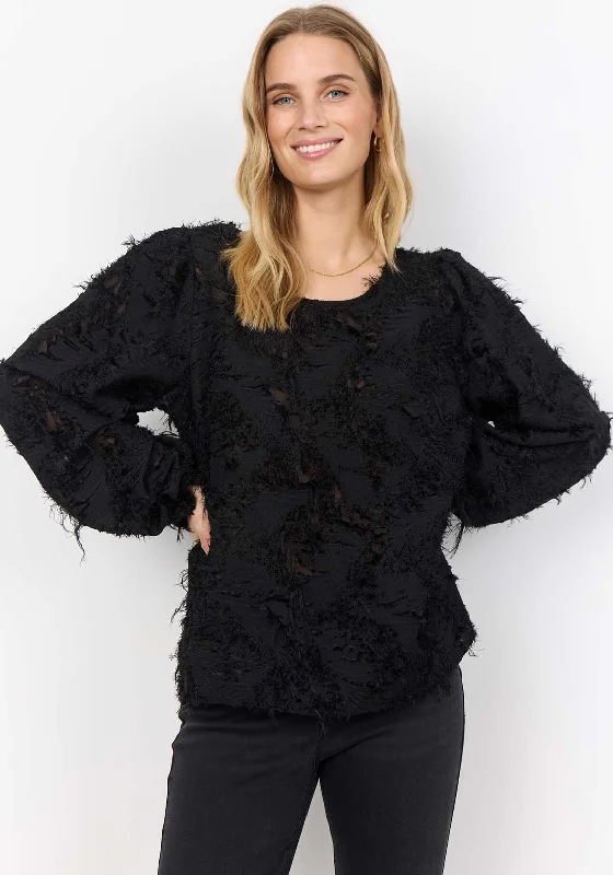 Soyaconcept Nadia Embroidered Long Sleeve Top, Black