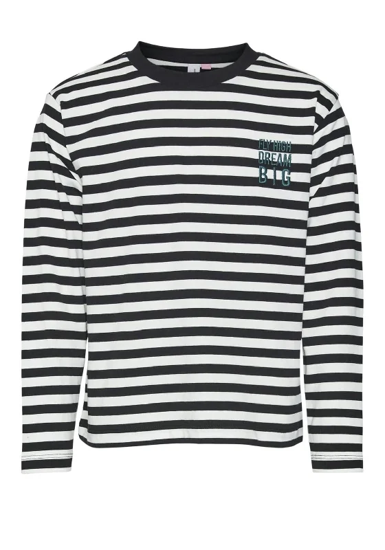 Vero Moda Girl Kelly Stripe Long Sleeve Top, Black